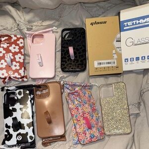 Loopy Case Assorted Phone Case Set - Pink, Black, Brown, Floral, Gold Glitter